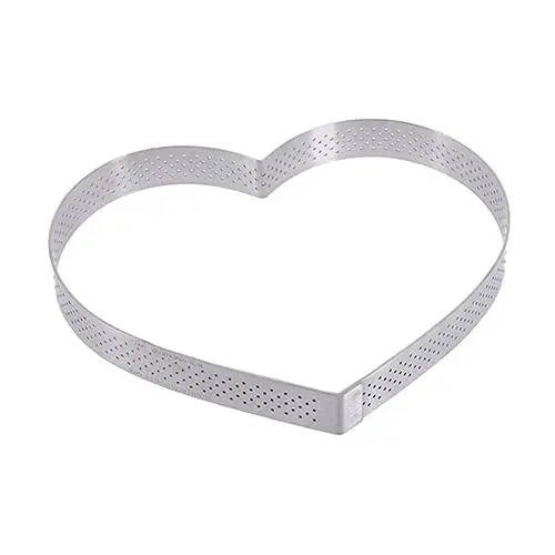 de Buyer Dortový rám 3099.52 perforovaný rám tvar srdce průměr 18 cm výška 2 cm nerez