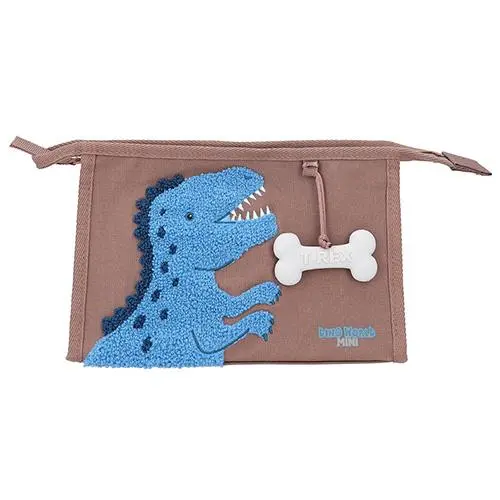 Dino World Kosmetická taštička Hnědá, modrý T-rex