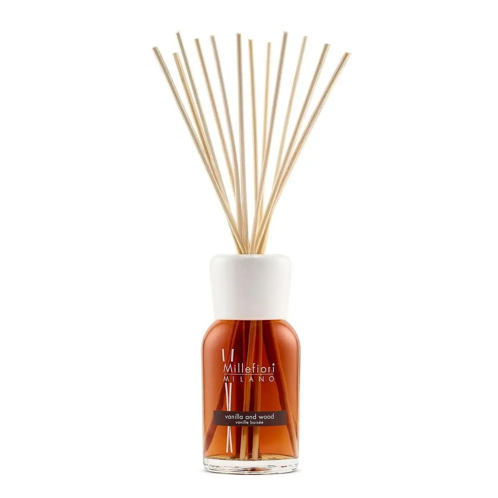 Millefiori Natural Vanilla & Wood Vanilka a dřevo Difuzér 500 ml + 12 stébel v délce 35 cm