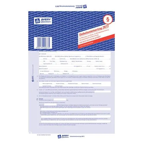 Avery Zweckform 2873 Nájemní smlouva DE pro pronájem bytů a domů, A4, 5 stranná