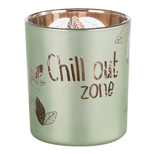 Svícen skleněný Nici "Chill out zone", barva zelená