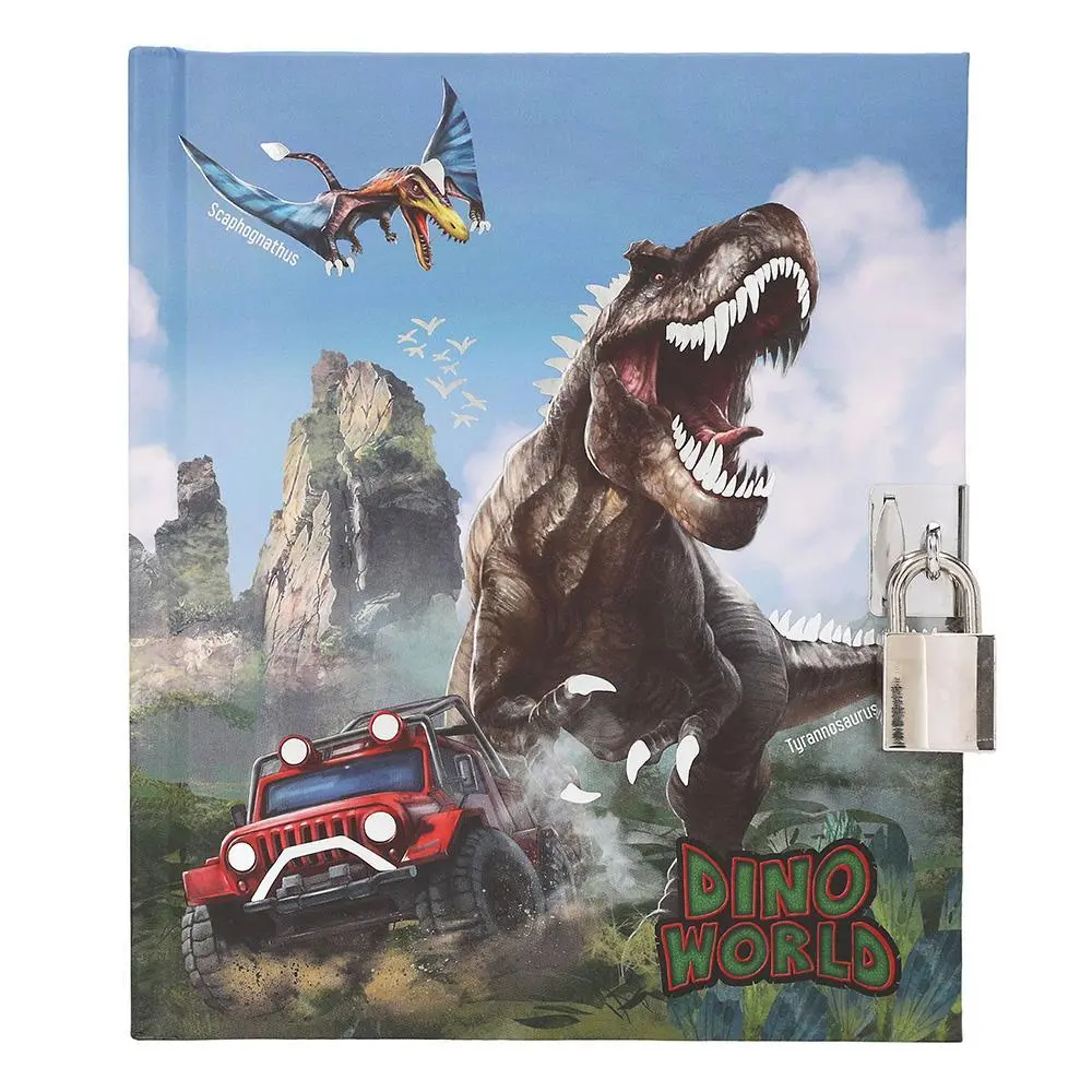Deníček se zámkem Dino World, červený Jeep