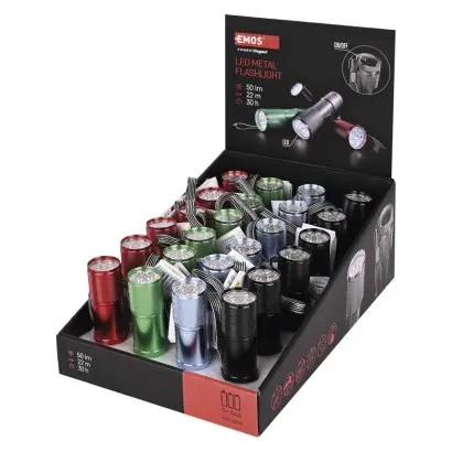 EMOS P3848A LED ruční kovová svítilna 50 lm, 3x AAA, 12ks