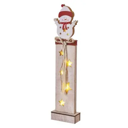 EMOS DCWW12 LED dekorace dřevěná – sněhulák, 46 cm, 2x AA
