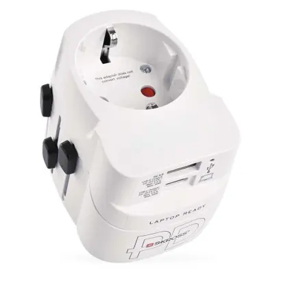Cestovní univerzální adaptér do zahraničí (Amerika, Asie, Afrika), 1×USB-C, 1×USB-A