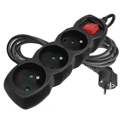 EMOS Prodlužovací kabel s vypínačem – 3 zásuvky, 3m, černý PC1313