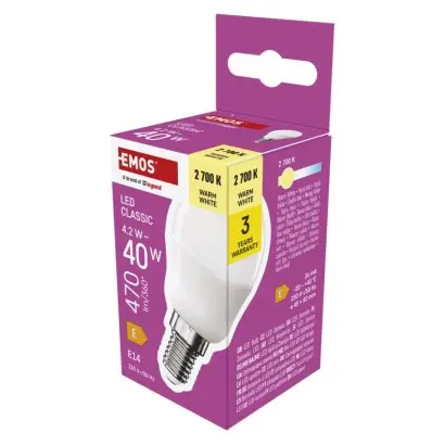 EMOS LED žárovka Classic Mini Globe / E14 / 4,2 W (40 W)