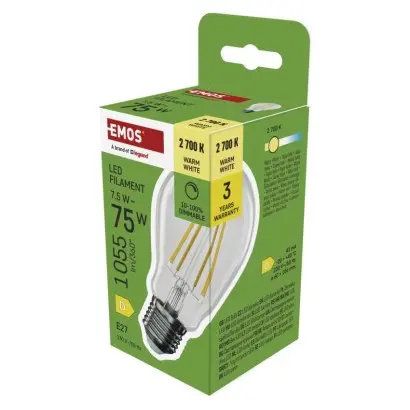 EMOS LED žárovka Filament A60 / E27 / 7,5 W /