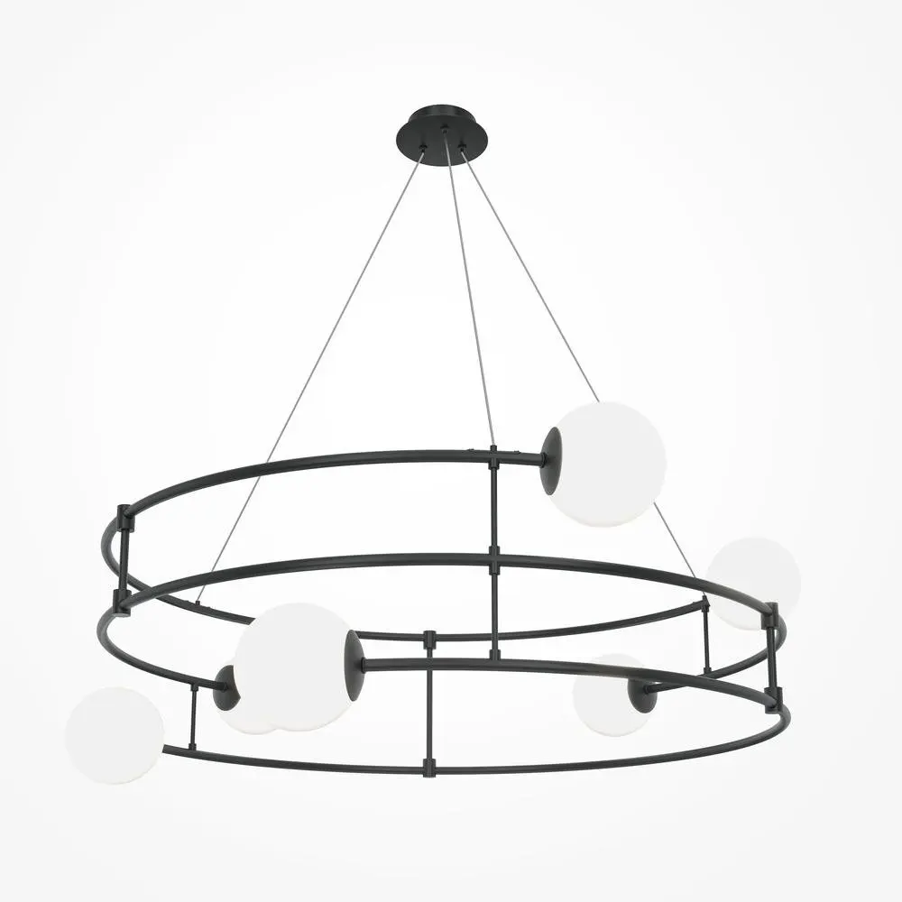 M MOD317PL-06B Závěsné svítidlo Balance 6xG9 240W černý kov opálové sklo - MAYTONI