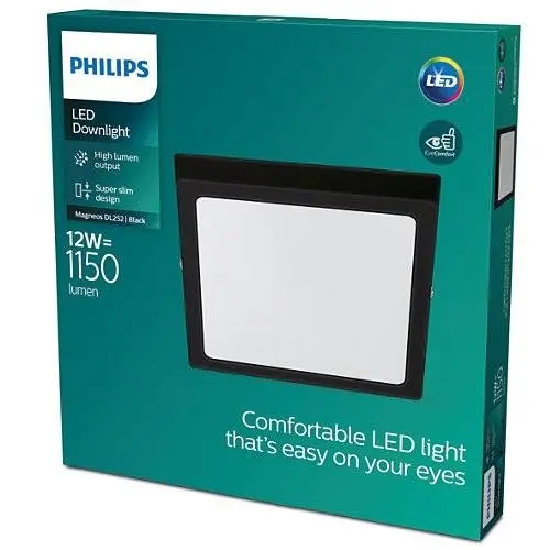 Philips - LED svítidlo 21x21 cm, 2700 K, 12 W, černá 929002661331