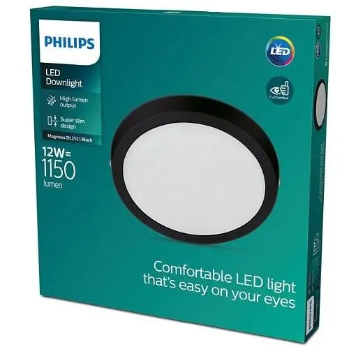 Philips - LED svítidlo, průměr 21 cm, 2700 K, 12 W, černá 929002661131