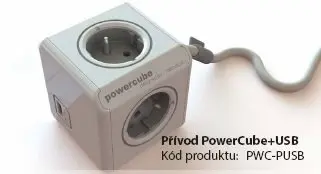 PWC-PUSB Prodlužovací přívod PowerCube 1,5m se 4 zásuvkami + 1x USB - AULIX