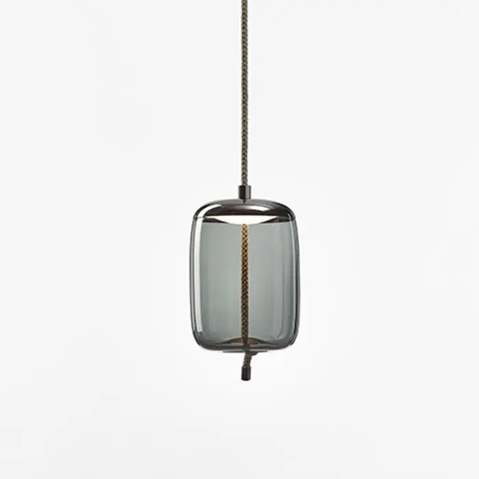 BRO PC01034_004 AKCE - Závěsné svítidlo KNOT SMALL CILINDRO 5W 2700K 636lm šedá kouřová / černý chrom LED 10W 2700K 1510lm - BROKIS C