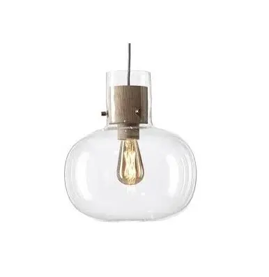BRO PC01129_023 Závěsné svítidlo AWA MEDIUM 31cm transparentní sklo / americký ořech voskovaný / kabel světle šedý - BROKIS A