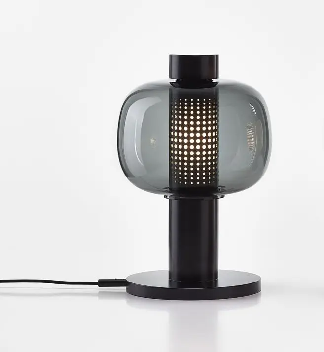 BRO PC01164_011 Stolní lampa BONBORI SMALL 418mm šedá kouřová transparentní / černý matný komaxit / kabel černý - BROKIS A