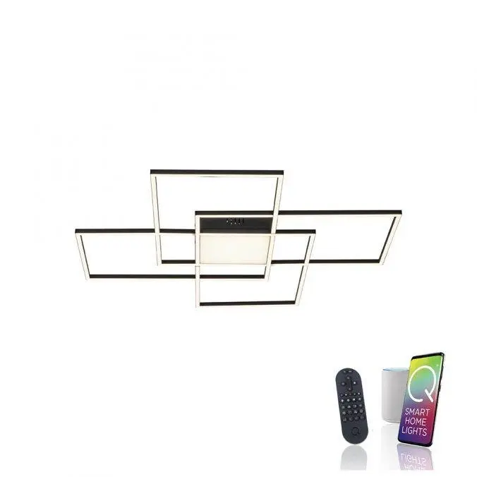 PN 6073-18 Paul Neuhaus Q-Asmin LED stropní svítidlo Smart Home 80x80 černá ZigBee 2700-5000K - PAUL NEUHAUS