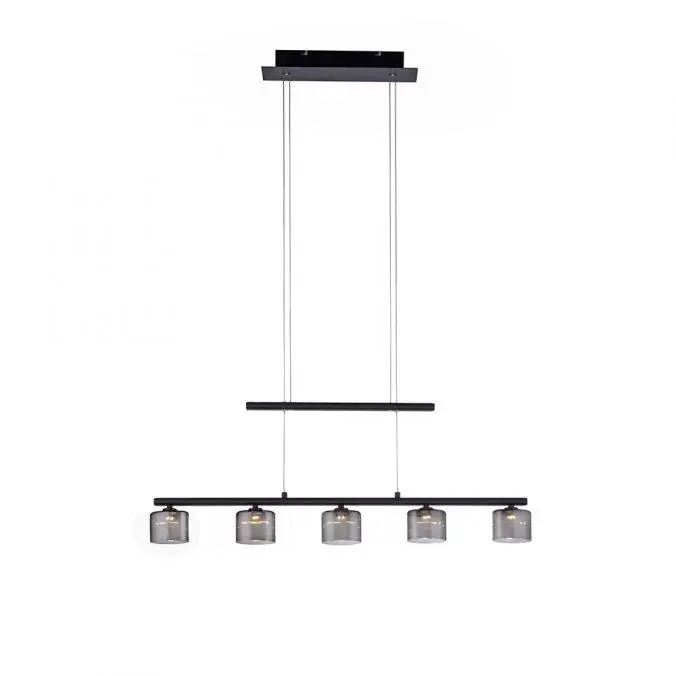 PN 2209-18 HYDRA LED závěsné svítidlo, černá, 5 ramenné, nastavitelná výška, nad jídelní stůl 3000K - PAUL NEUHAUS
