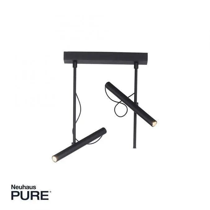 PN 6068-18 PURE TUTUA LED stropní svítidlo 2 ramenné, černá, otočné 3000K - PAUL NEUHAUS