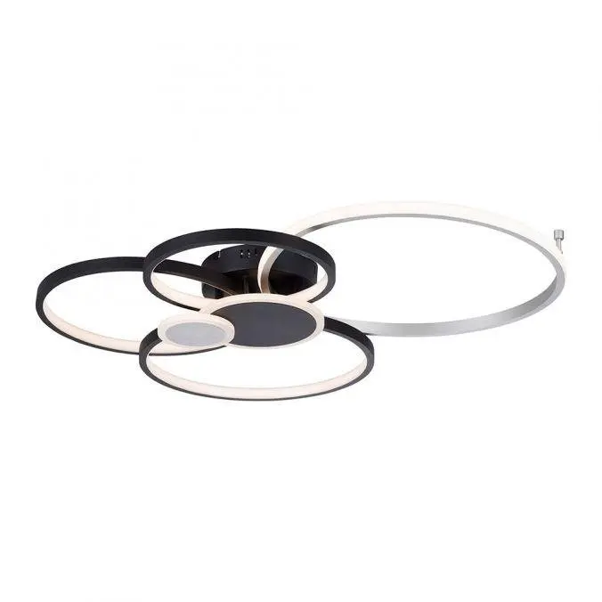 LD 14549-18 PAPILON LED stropní svítidlo kruhové s 6ti kruhy, černá, hliník, teplá bílá 3000K - LEUCHTEN DIREKT / JUST LIGHT