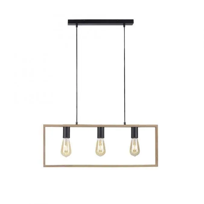 LD 15652-18 FRANKY LED závěsné svítidlo, černá, dřevěný rám, kov, 3 ramenné - LEUCHTEN DIREKT / JUST LIGHT
