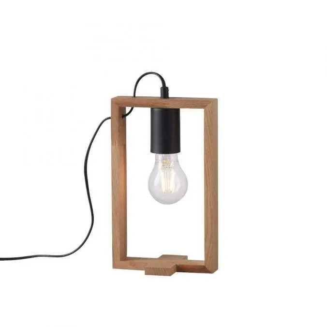 LD 15655-18 FRANKY LED stolní lampa, černá, dřevěný rám, šňůrový vypínač, kov - LEUCHTEN DIREKT / JUST LIGHT