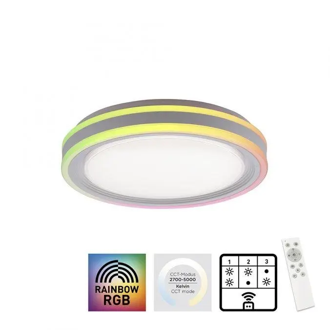 LEUCHTEN DIREKT is JUST LIGHT LED stropní svítidlo 40x40cm, kruhové, bílé, stmívatelné, hra světla, CCT LED panel RGB+2700-6500