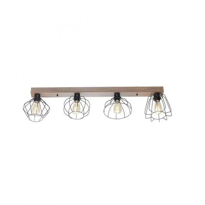 LD 15213-78 KASKA LED stropní svítidlo 4 ramenné, dřevodekor, černá, kovové stínítko, rustikální - LEUCHTEN DIREKT / JUST LIGHT
