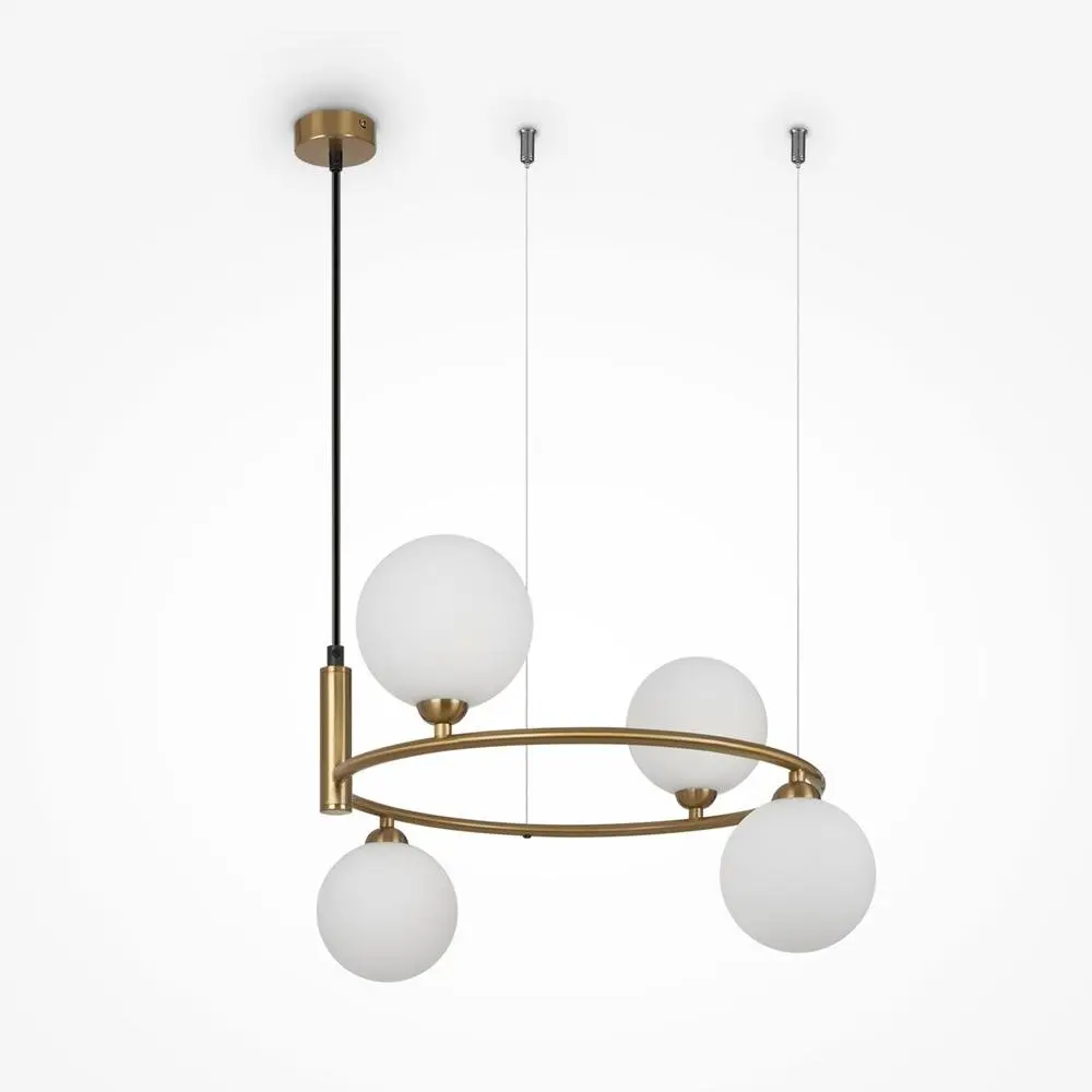 M MOD013PL-04BS1 Závěsné svítidlo Ring 4xG9 100W bílá/mosaz kov/sklo designové - MAYTONI