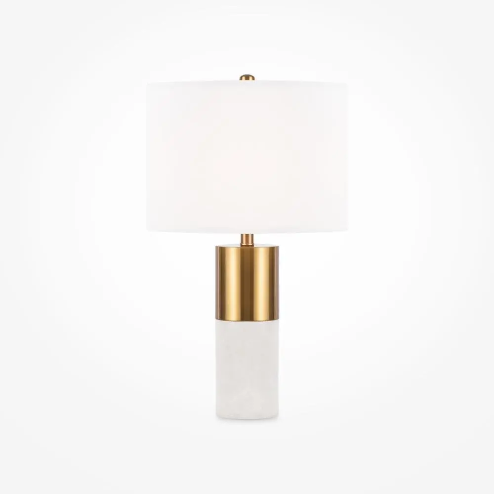 M Z030TL-01BS Stolní lampa Bianco E27 60W bílá/mosaz kov/alabastr/bavlna - MAYTONI