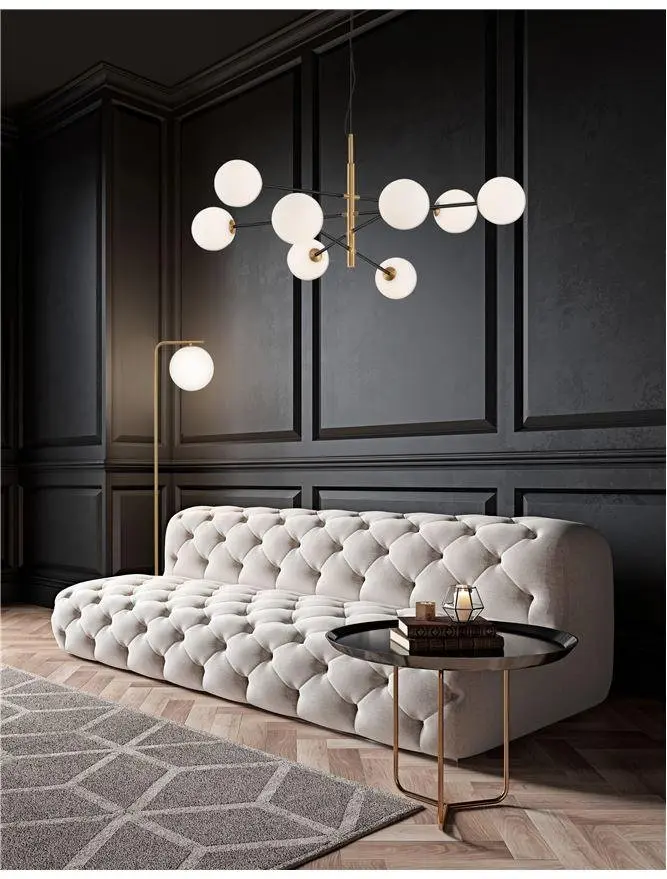 NOVA LUCE závěsné svítidlo VITRA saténový zlatý a černý kov bílé opálové sklo G9 8x5W 220V IP20 bez žárovky 9143308