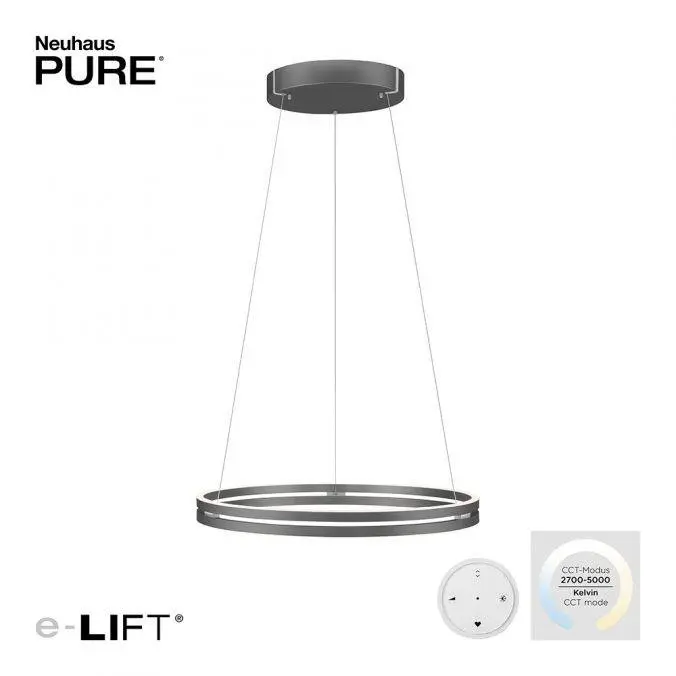 PN 2551-15 Paul Neuhaus LED závěsné svítidlo PURE-E-LOOP elektrické 2700-5000K šedá mystic - PAUL NEUHAUS