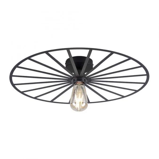 LD 15636-18 SPIKE LED stropní svítidlo 50x50 matná černá barva kruhové s laťovým designem - LEUCHTEN DIREKT / JUST LIGHT
