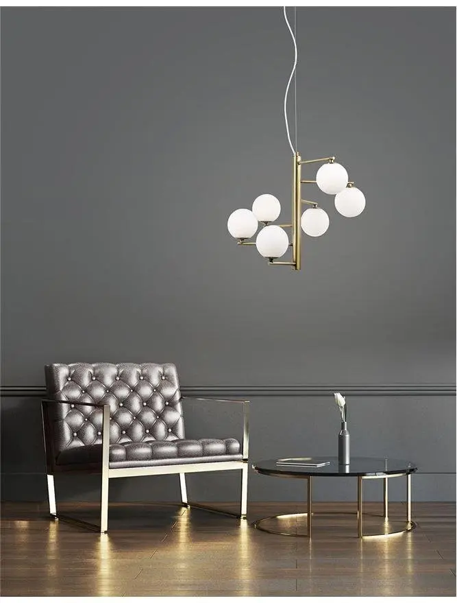 NV 1700306001 Závěsné svítidlo AGRIGENTO opálové sklo antický mosazný kov G9 6x5W 230V IP20 bez žárovky - NOVA LUCE
