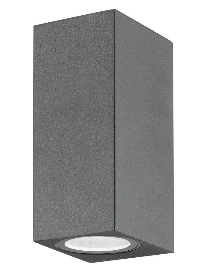 NV 710042 Venkovní nástěnné svítidlo NERO tmavě šedý hliník skleněný difuzor GU10 2x7W 220-240V IP54 bez žárovky světlo nahoru a dolů - NOVA LUCE