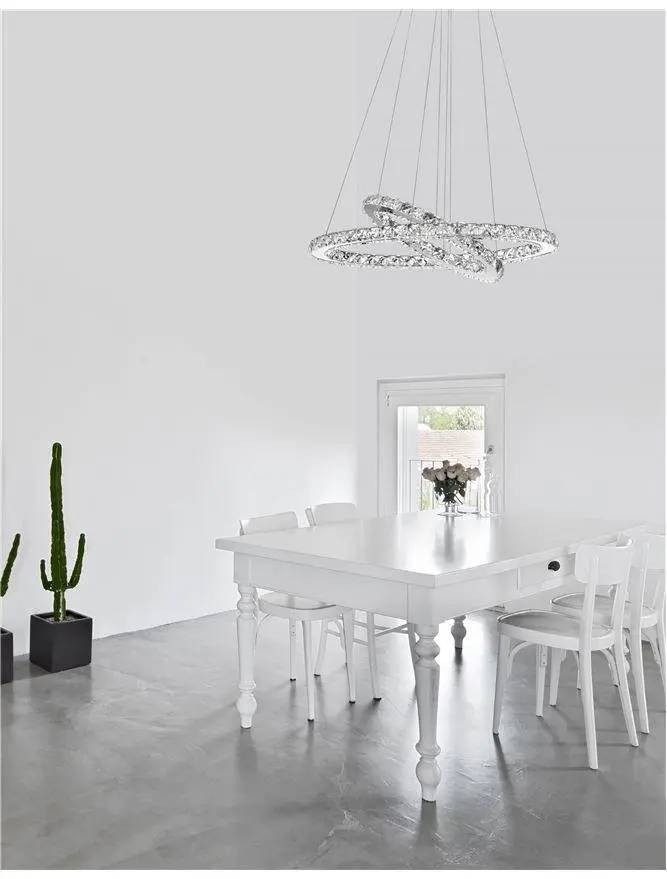 NOVA LUCE závěsné svítidlo CELINE chromovaný hliník a křišťál nastavitelné LED 40W 3000K IP20 7403001