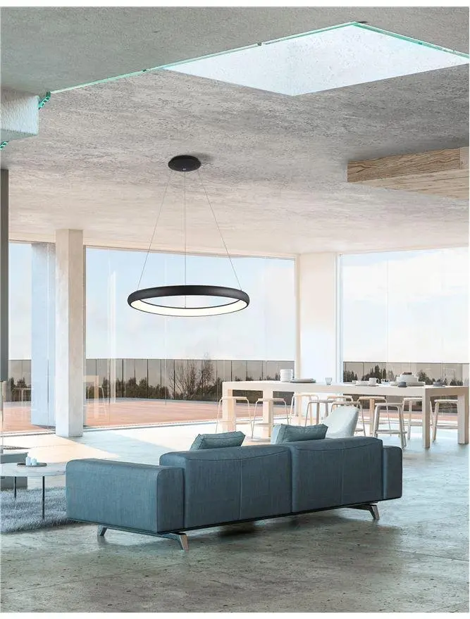Nova Luce LED závěsné svítidlo Albi ve dvou velikostech a třech barvách - pr. 610 x 60 x 1140 mm, 50 W, 3000 K, stmívatelné, černé NV 8105602 D