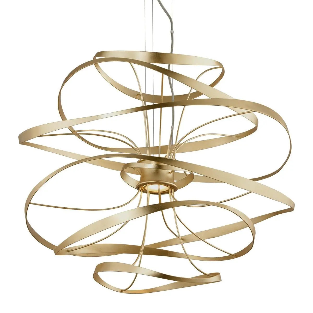 HVLG 216-43-CE Závěsné svítidlo CALLIGRAPHY kov/sklo zlatá/čirá LED 24W 2700K stmívatelné - HUDSON VALLEY (Corbettt)
