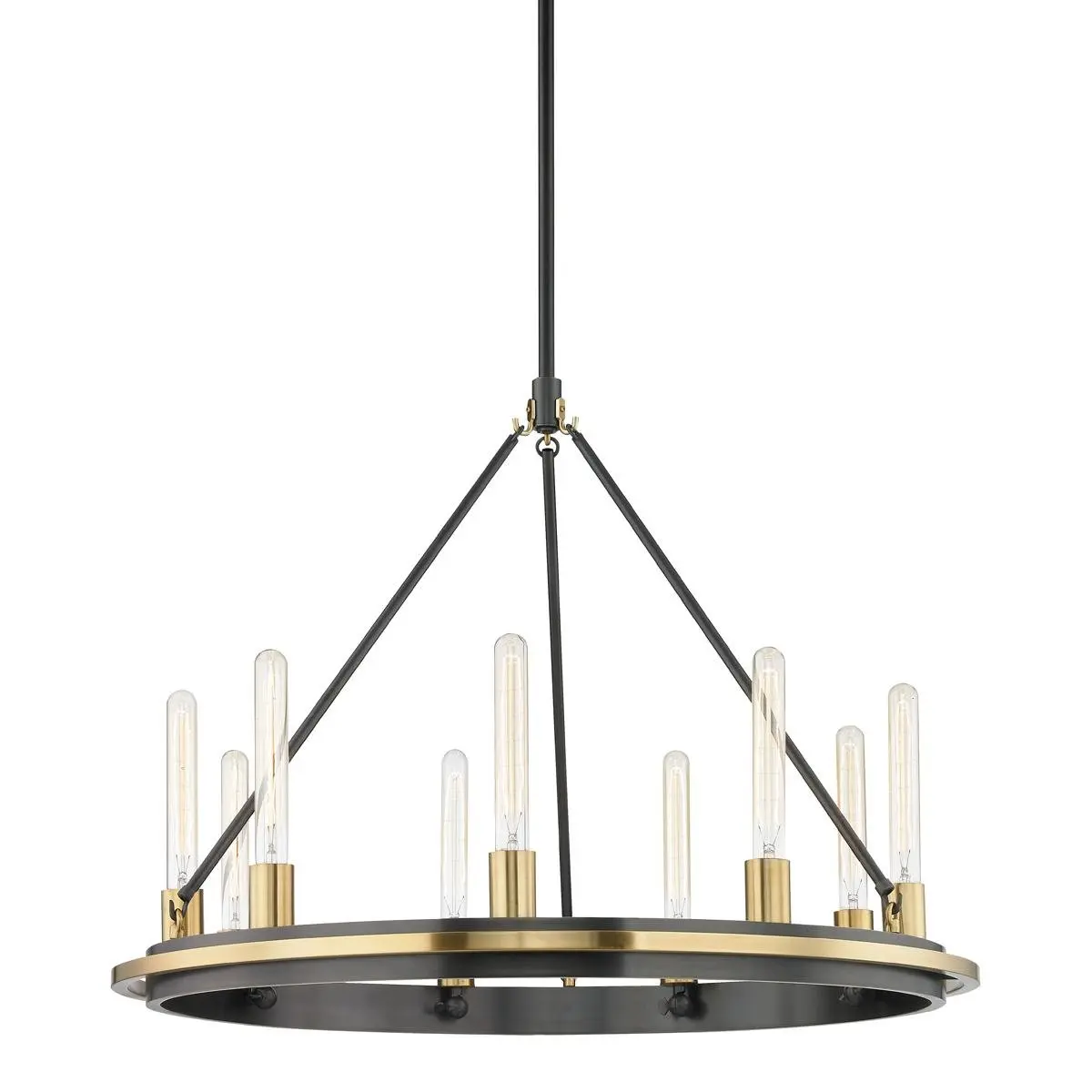 HVLG 2732-AOB-CE Závěsné svítidlo CHAMBERS ocel starobronz E27 9x40W - HUDSON VALLEY