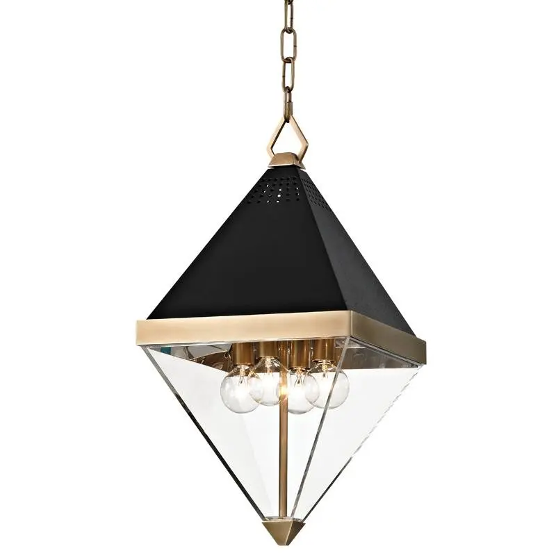 HVLG 4510-AGB-CE Závěsné svítidlo COLTRANE ocel/akryl staromosaz/čirá E14 4x25W - HUDSON VALLEY