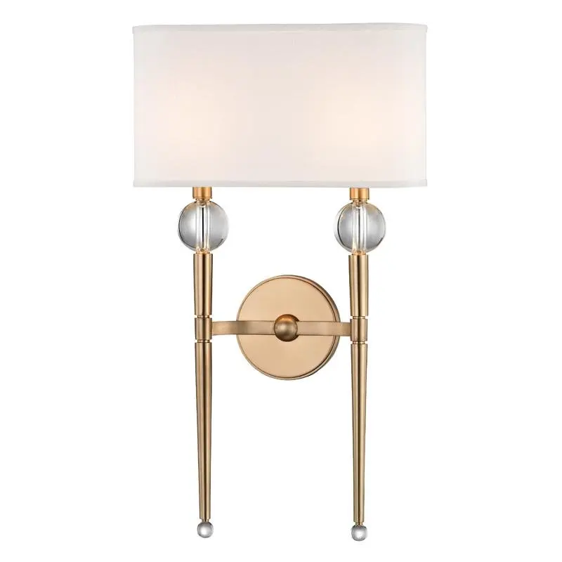 HVLG 8422-AGB-CE Nástěnné svítidlo ROCKLAND ocel/hedvábí staromosaz/bílá E14 2x60W - HUDSON VALLEY