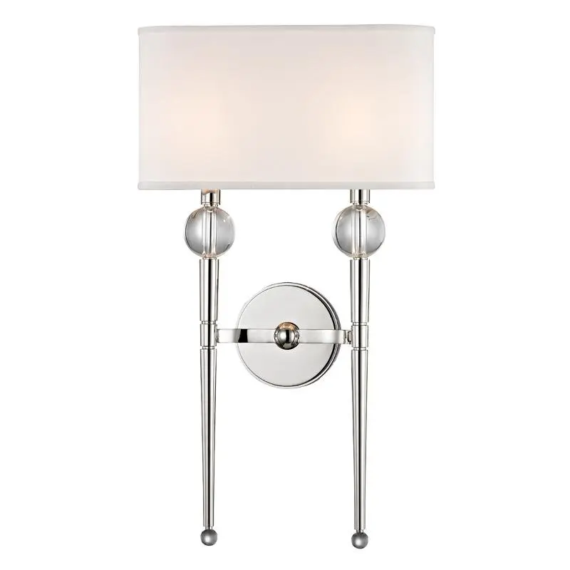 HVLG 8422-PN-CE Nástěnné svítidlo ROCKLAND ocel/hedvábí nikl/bílá E14 2x60W - HUDSON VALLEY