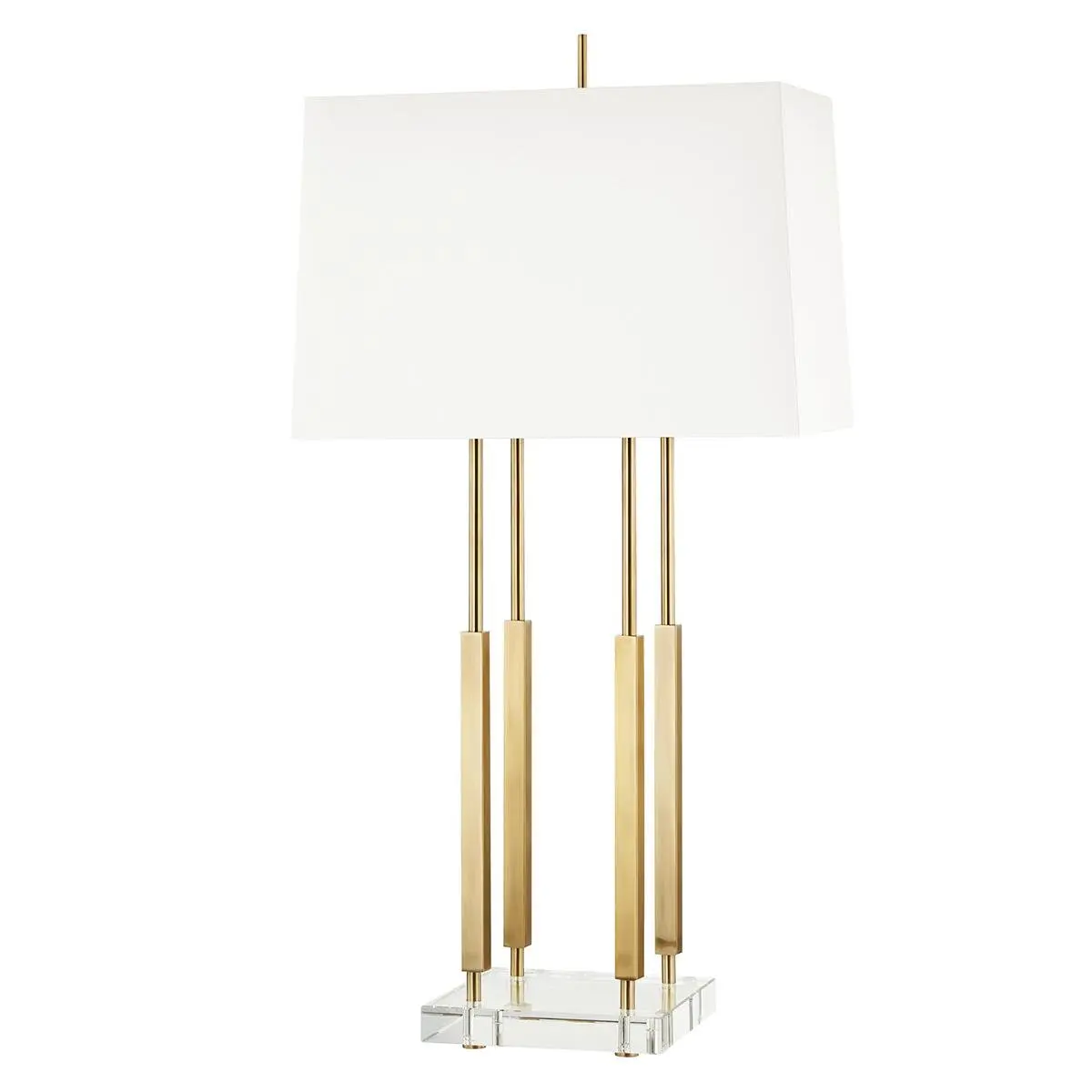 HVLG L1057-AGB-CE Stolní lampa RHINEBECK mosaz/textil staromosaz/bílá E27 1x40W - HUDSON VALLEY