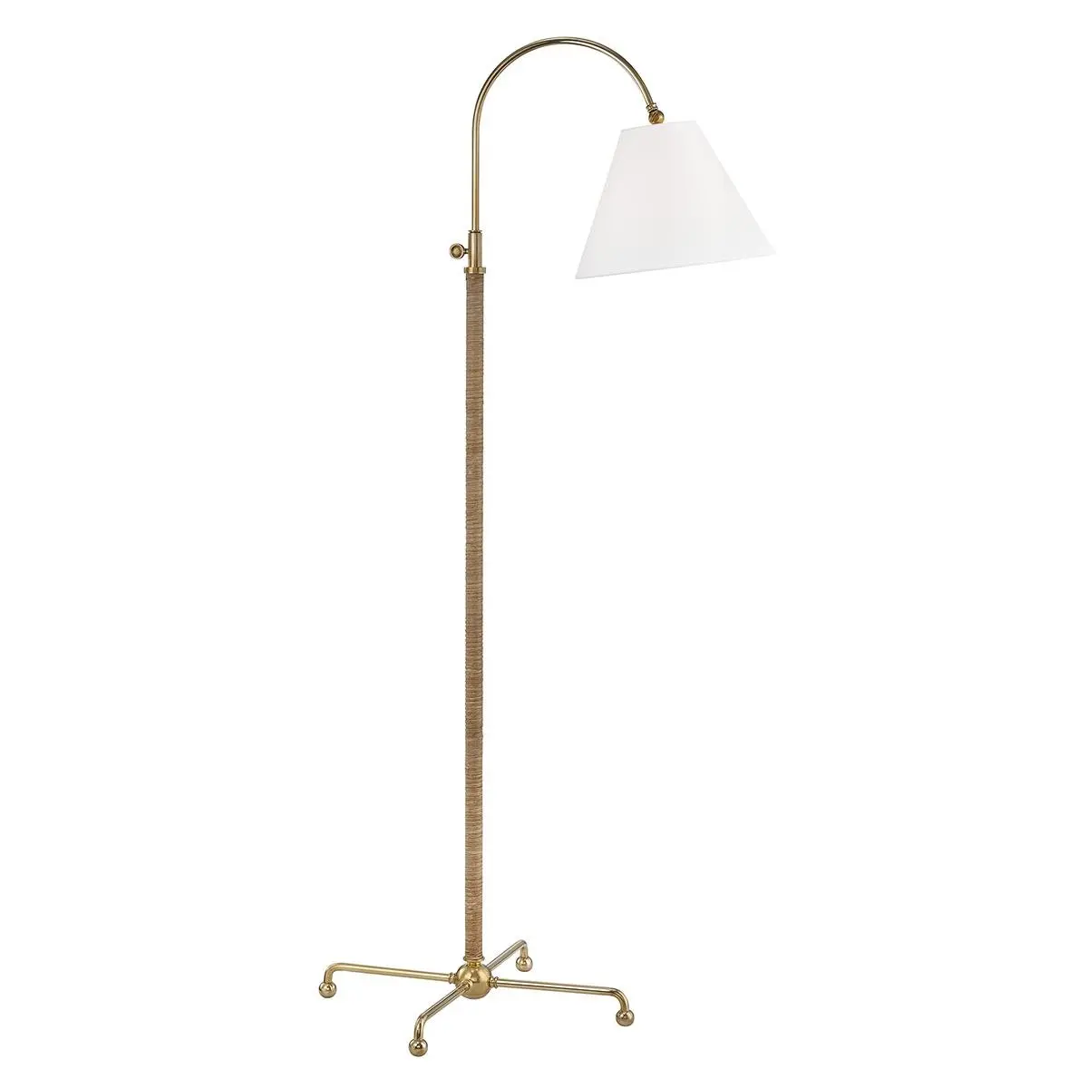 HVLG MDSL503-AGB-CE Stojací lampa CURVES NO. 1 ocel/textil staromosaz/bílá E27 1x40W - HUDSON VALLEY