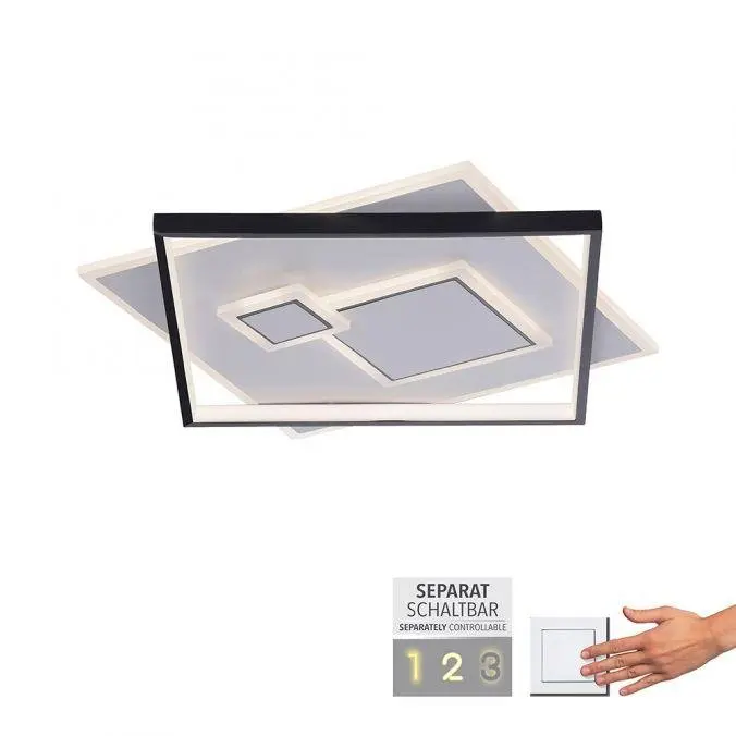 PN 6390-16 MAILAK LED stropní svítidlo hranaté černá/bílá, přepínatelné teple bílé světlo 3000K - PAUL NEUHAUS