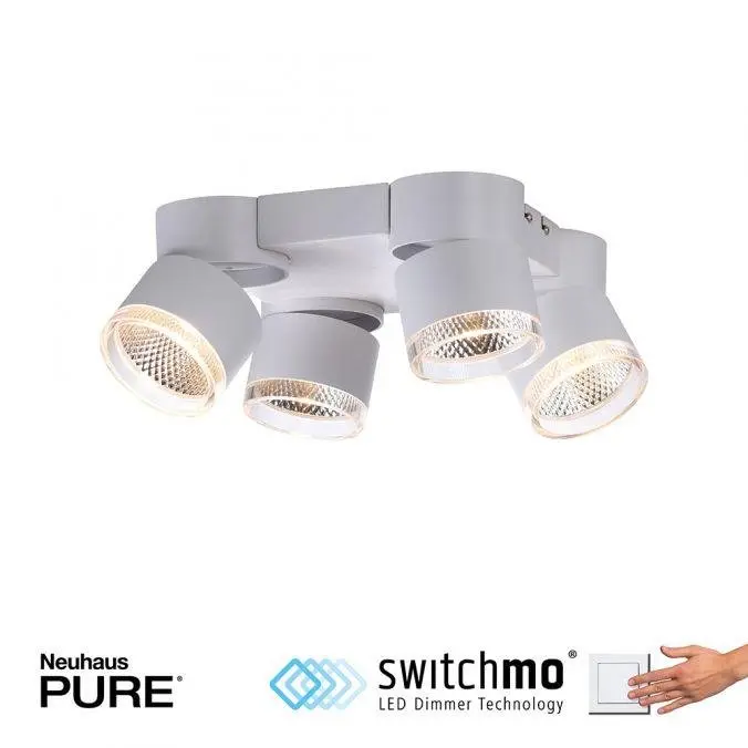 PN 6864-16 Paul Neuhaus LED stropní svítidlo PURE-NOLA bílé 4 ramenné otočné stmívatelné krokově stmívatelné 3000K - PAUL NEUHAUS