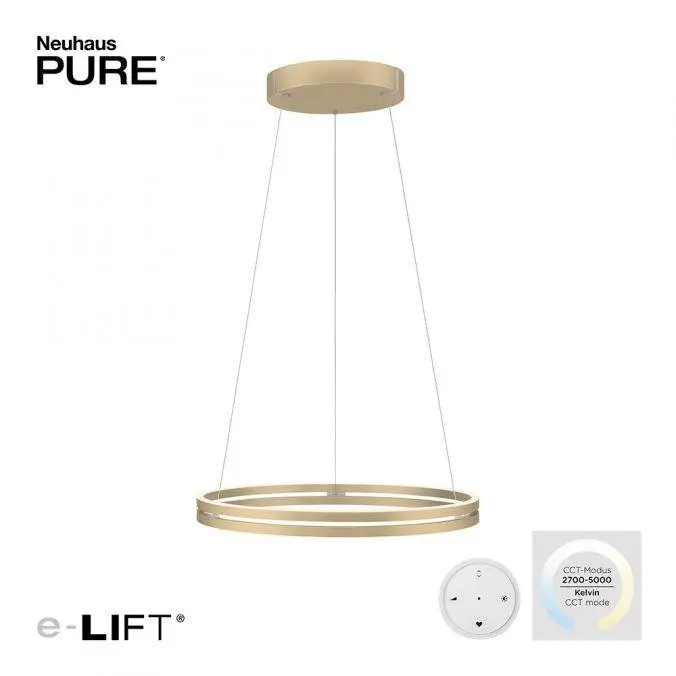 PN 2551-60 Paul Neuhaus LED závěsné svítidlo PURE-E-LOOP elektricky nastavitelná výška 2700-5000K zlatá slonová kost - PAUL NEUHAUS