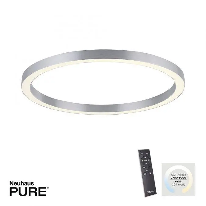 PN 6306-95 Paul Neuhaus LED stropní svítidlo PURE Lines 70x70 CCT dálkový ovladač 2700-5000K hliník - PAUL NEUHAUS