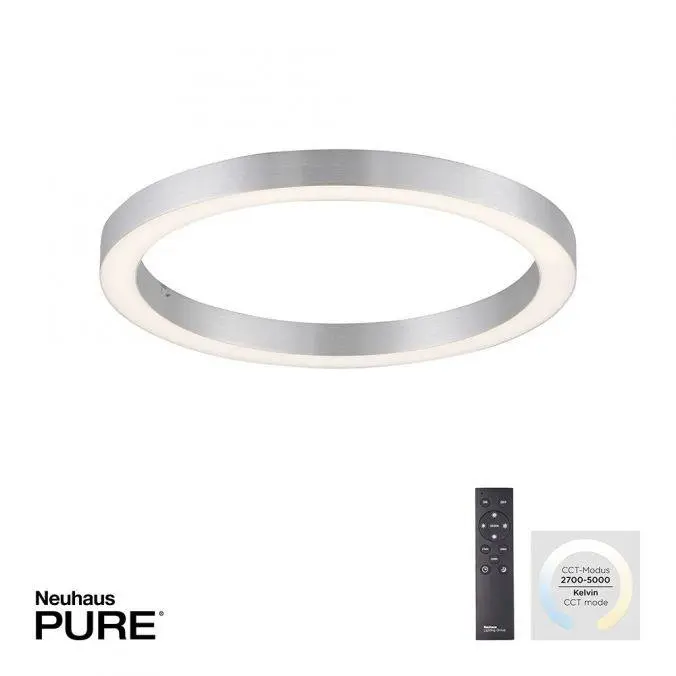 PN 6309-95 Paul Neuhaus LED stropní svítidlo PURE Lines 50x50 CCT dálkový ovladač 2700-5000K hliník - PAUL NEUHAUS