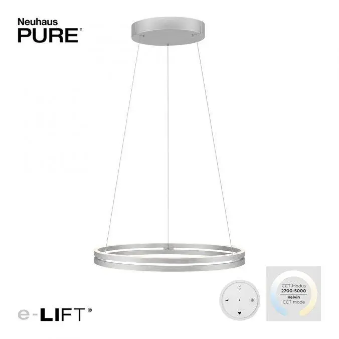 PAUL NEUHAUS LED závěsné svítidlo PURE-E-LOOP elektricky nastavitelná výška 2700-5000K šedá 2551-95