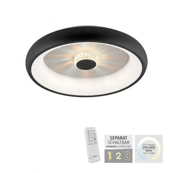 LD 14384-18 VERTIGO LED stropní svítidlo černá 50x50 kruhové křišťálový efekt stmívatelné CCT 2700-5000K - LEUCHTEN DIREKT / JUST LIGHT